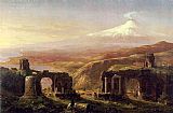 Mount Canvas Paintings - Mount Aetna from Taormina